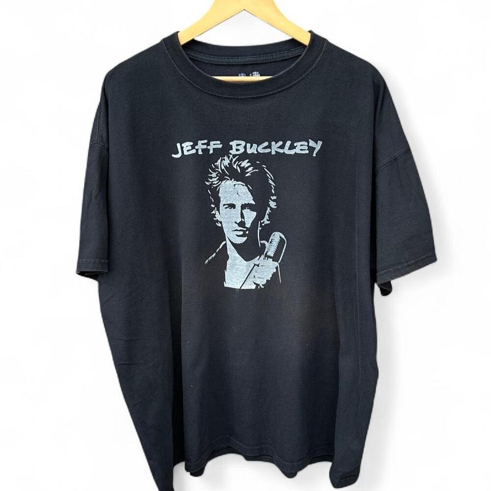 Jeff buckley graphic screen printed on vintage 2000s Russell black shirt